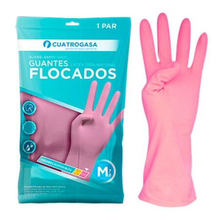 Luva Látex flocado Rosa