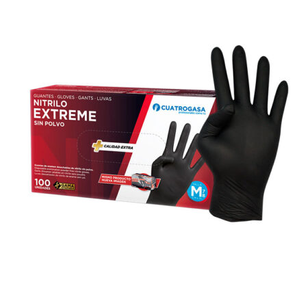 Luva de Nitrilo Extra forte Extreme Preta - Pacote de 100 Unidades