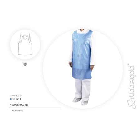 Avental Descartável em Polietileno Rubbergold Branco ou Azul 25 Microns 6010/11