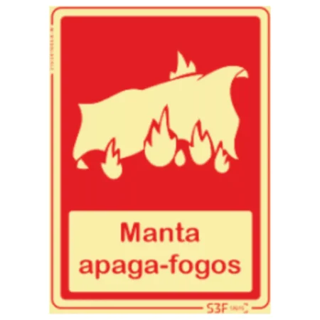 Sinal Fotoluminescente Manta Apaga Fogos 15x20 cm
